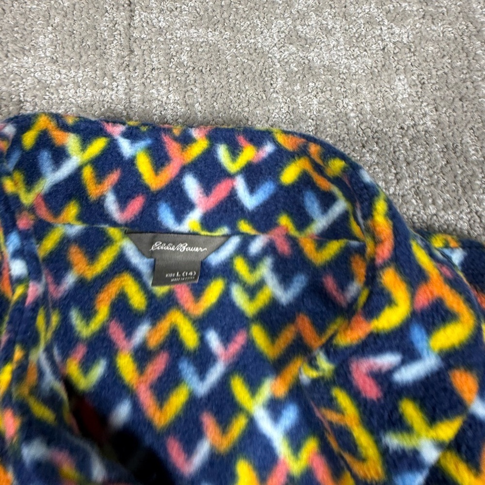 Eddie Bauer Fleece Lined Full Zip Colorful Jacket Sweater Youth Size Girls Large - Picture 2 of 6